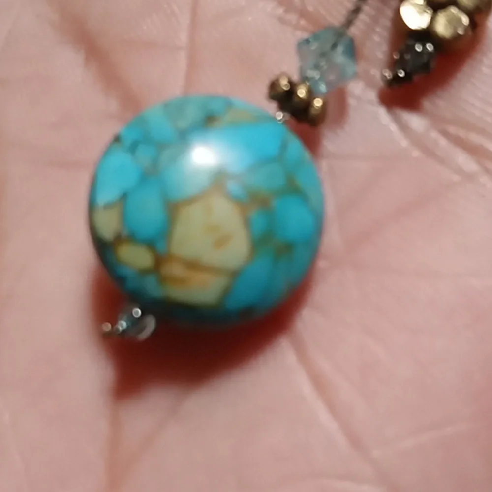 Vintage handmade turquoise earrings - Picture 2 of 4